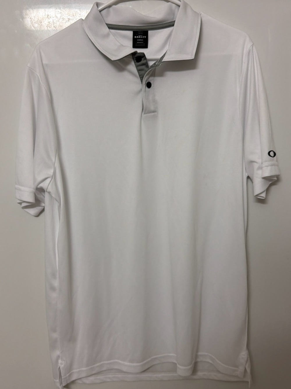 Oakley White Polo with Gray Placket Accent